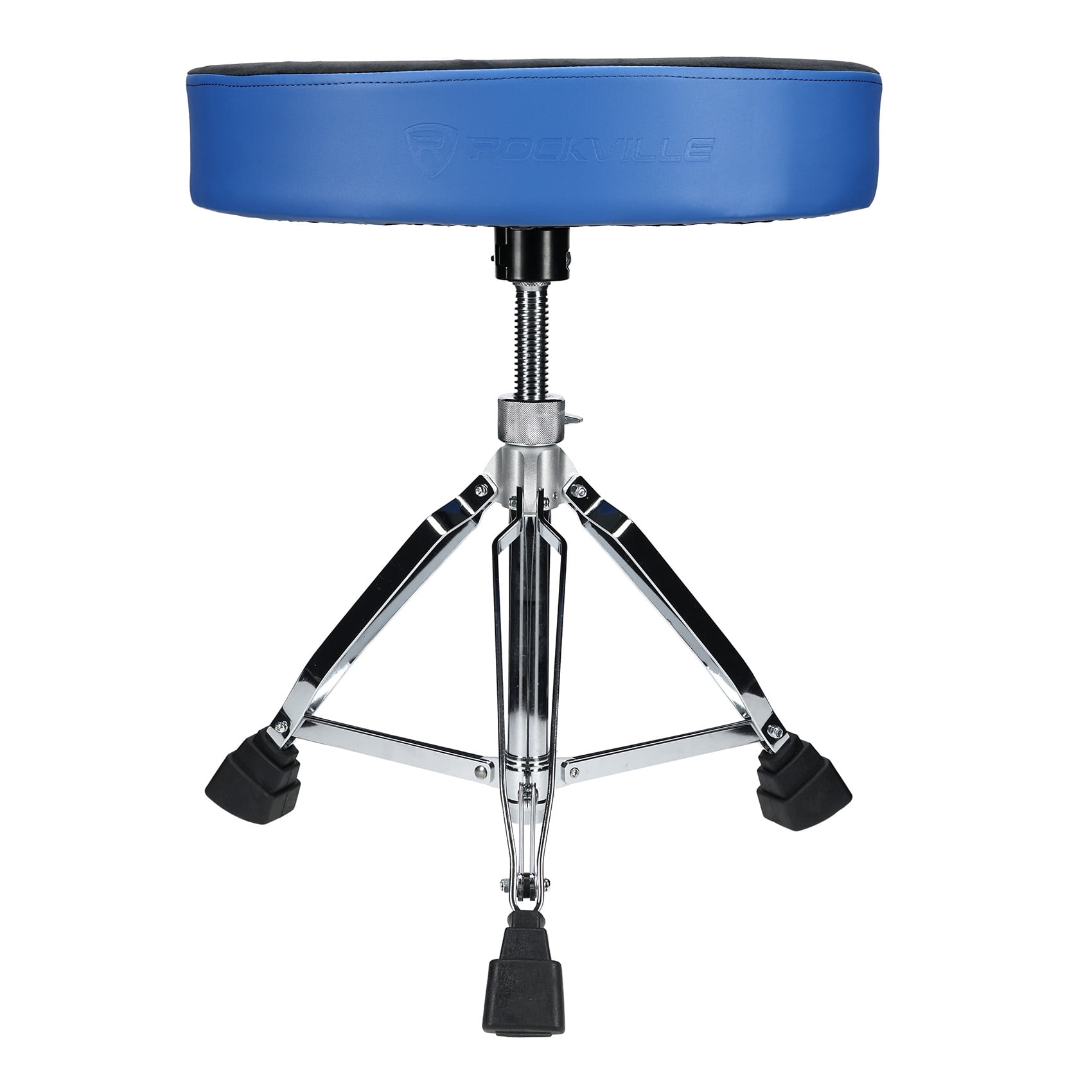 Rockville RDS52 Black/Blue Double Braced Drum Throne 4" Padding, Lockable Height