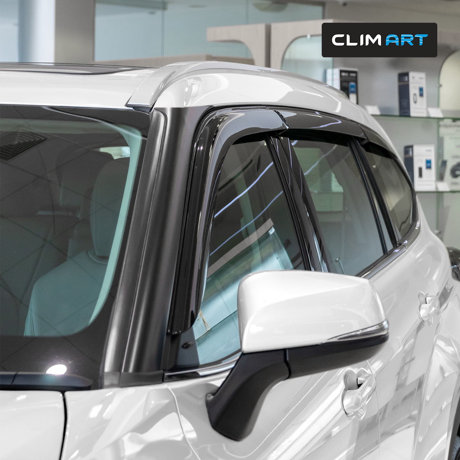 CLIM ART Incredibly Durable Rain Guards for Toyota Highlander 2020-2026, Original Tape-on Window Deflectors, Vent Deflector,Window Visors, Car Accessories,6pcs. - 520351