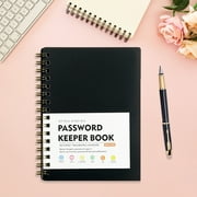 Password Notebook, Password Keeper Book, Password Books for Seniors, Durable Password Book with Alphabetical Tabs, Address Book, Password Journal, Medium Size, Spiral Bound, 1Pc(Black,5.7x4.2)