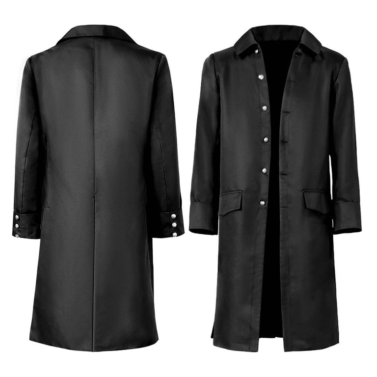 hotojiny Men's Medieval Long Jacket Renaissance Vintage Single