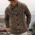 thumbnail image 2 of RMGVDSD Mens Cardigan Sweater Men's Sweater Coat Casual Button Knit Cardigan Open Front Sweater Jacket With Shawl Collar Stylish Tops Dailywear Trendy Fall Sweaters, 2 of 5