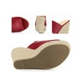 thumbnail image 2 of BLISSFUL STEP Open Toe Espadrille Wedge Heel Platform Slide Sandal for Women Red 8.5, 2 of 6