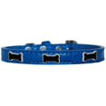 thumbnail image 1 of Black Bone Widget Croc Dog Collar Blue Size 10, 1 of 1