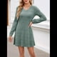 thumbnail image 4 of Vestido Tipo Suéter de Punto de Larga para Mujer, Estilo Túnica Informal con Cuello en V, Conjuntos de Moda para Otoño. Verde S, 4 of 7