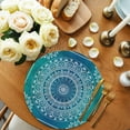 thumbnail image 3 of Round Placemats Set of 4 Teal Blue Boho Place Mats Washable Woven Placemat Gorgeous Bohemian Flower Circle Braided Table Mat for Kitchen Dining Table Party Home Decor 15 Inch, 3 of 8