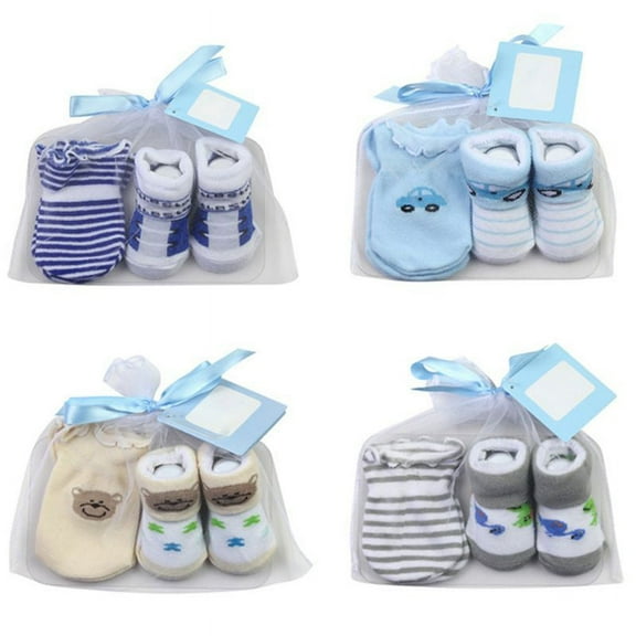 ZUARFY Baby Socks Anti-Scratch Gloves Set for Baby Boys Infant 0-6 Months Newborn Gifts