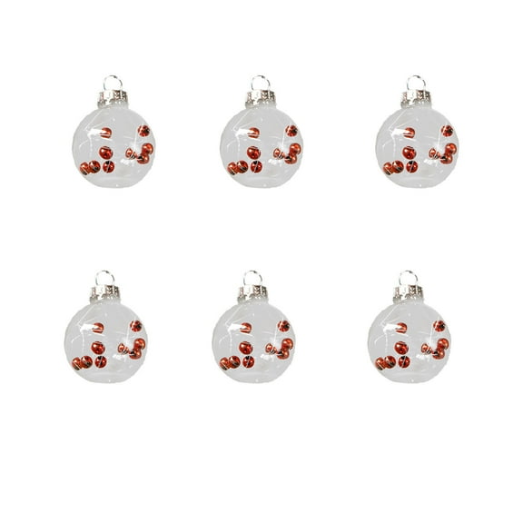 Beautynvta 6 Pcs Christmas Ball Ornaments Set, 1.6'' Clear Shatterproof Plastic Hanging Balls with Fillable Ornaments, Christmas Tree Ball Pendant for Holiday Wedding Party Decor