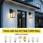 OUTON Outdoor Porch Lights Wall Mount, Modern Black Exterior Wall Sconce for House, Waterproof Carriage Lamp, Anti-Rust Aluminium Wall Lantern with Tempered Seeded Glass Shade, Light Control Black
