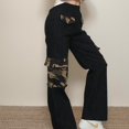 thumbnail image 1 of Pantalones de mujer, moda de calle, monos, bolsillos, costuras de camuflaje, pantalones de calle sueltos y rectos, 1 of 6