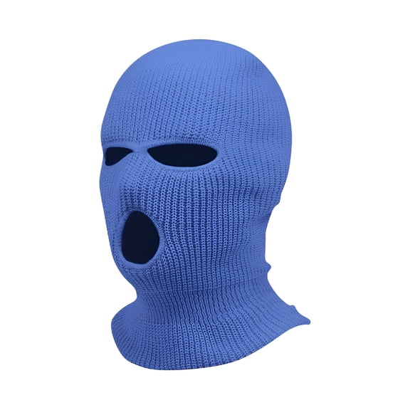 TELOLY Men Warm Winter Balaclava Hat Beanie Knitted 3 Hole Full Face Ski Mask 3 Hole Ski Mask Free Size Blue