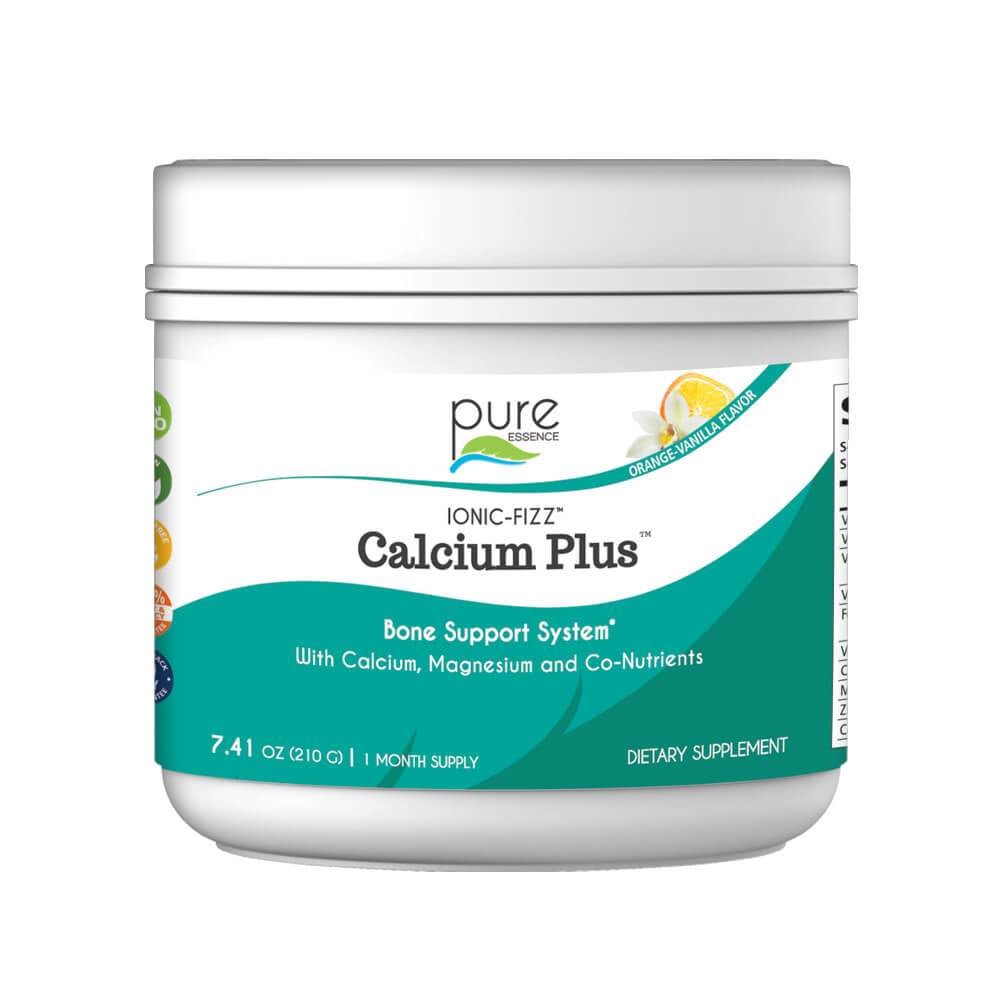 Pure Essence Labs - Ionic-Fizz Calcium Plus Orange-Vanilla, Bone & Muscle Support Drink Powder Mix with Vitamin D3 & Magnesium - 30 servings