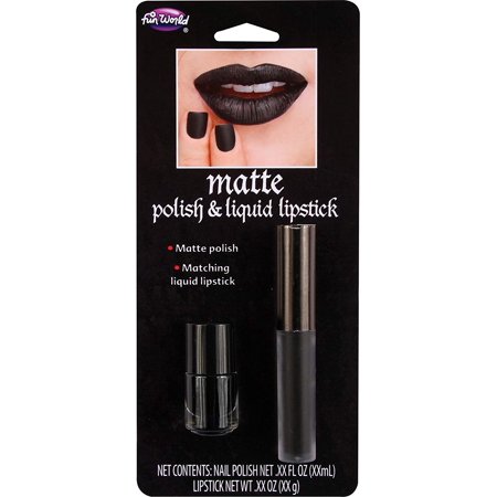 Fun World Black Matte Liquid Lipstick And Nail Polish Standard