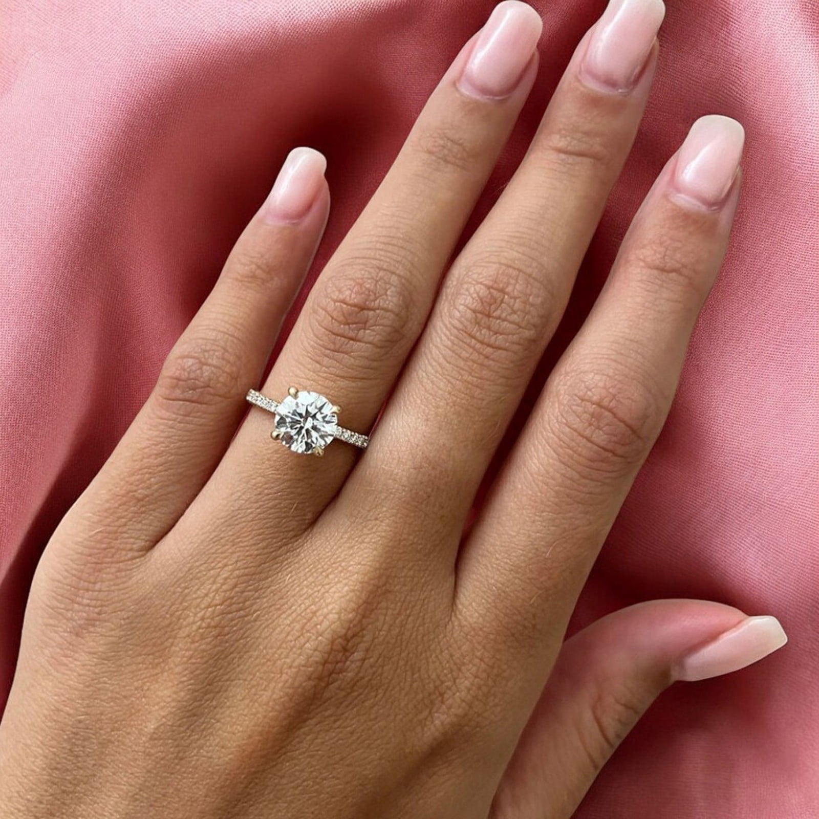 CVD Lab Grown Round Diamond Ring IGI Certified 1.70 Ct E F VVS2 14k White Gold