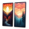thumbnail image 3 of Designart "Peaceful Sunset Mountain Forest Daydreams II" Landscape Mountains Framed Wall Art Set Of 2 - Traditional Yellow Gallery Wall Frame Set For Home Decor, 3 of 6