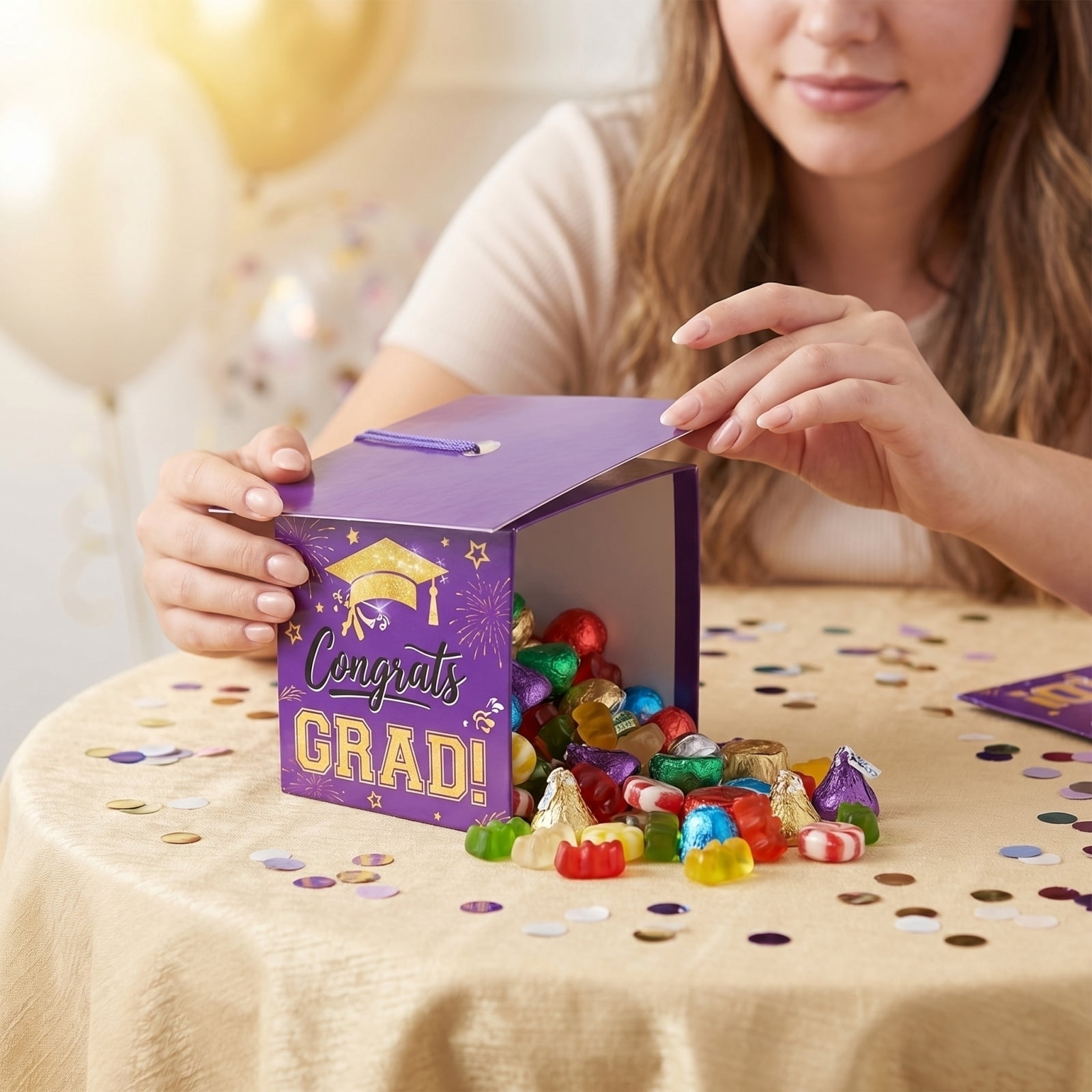 Graduation Grad Cap Boxes for Candy - 2026 Ceremony Party Favor Containers for Dessert Table Decor (Black)
