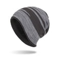 thumbnail image 2 of Luxalzxs Womens Mens Knitted Striped Pullover Cap Plus Fleece Thicken Windproof Warm Ear Guards Boys Ear Flap Winter Hats, 2 of 2