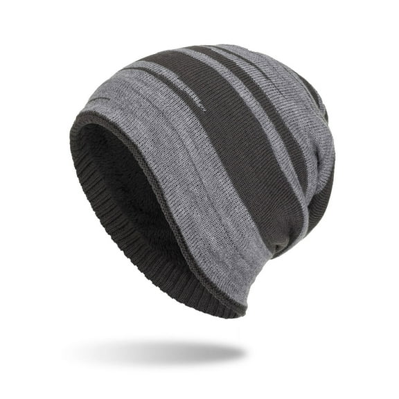 Babysbule Hats for Women Winter Men's And Women's Striped Fashionable Windproof Knitted Plush Thick Pullover Hat Warm Ear Protection Knitted Hat