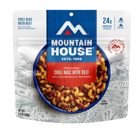 Mountain House Chili Mac w/Beef, Macaroni and Beef ,Freeze-Dried Food, 2 Servings, Wheat