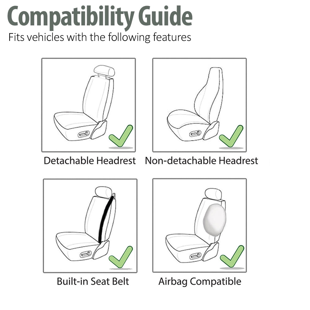 FH Group Universal Fit Cloth Car Seat Covers, Built-in Seat Belt Front Set - Gray FB351102GRAY