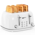 thumbnail image 1 of Tostadora retro Keenstone de 4 rebanadas de acero inoxidable blanco, 1 of 9