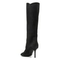 thumbnail image 4 of FSJ Women Fashion Square Closed Toe Knee High Boots Stiletto High Heel Pull On Long Boots Wide Calf Casual Outfit Shoes Size 4 Black, 4 of 4