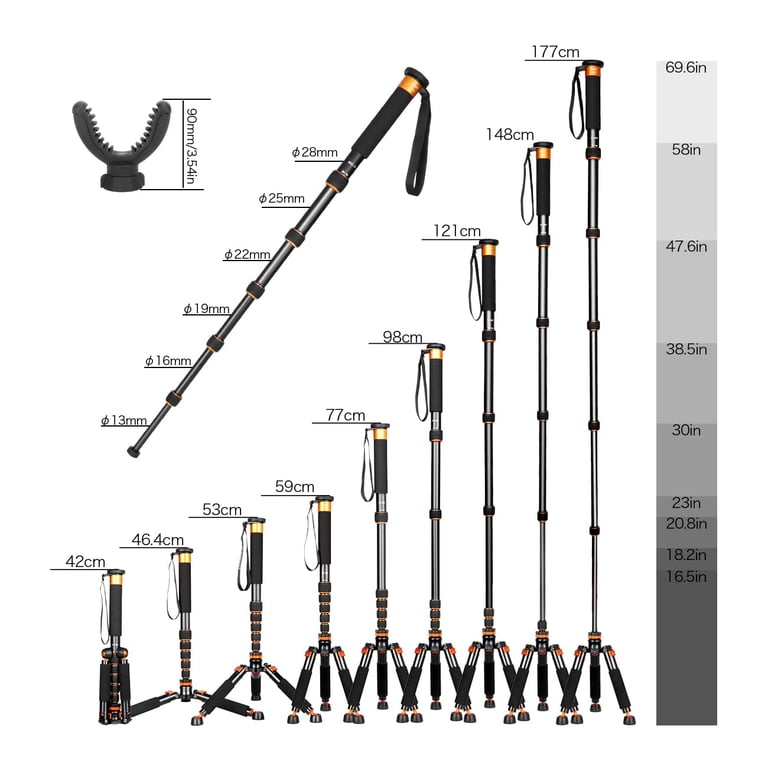 Aluminum Hunting Monopod & Tripod - 21-67 Inch Adjustable Shooting Stick With 360° Yoke Head