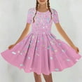 thumbnail image 1 of Sentmoon Robe de Collation des Grades Mignonne pour Enfants Mode Urbaine Col Rond Robe pour Enfants Manches Courtes Coupe Décontractée Imprimé Floral Extensible Robe d'Été Décontractée Enfant pour la Plage 5 Ans, 1 of 6