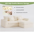 thumbnail image 3 of YVDNHP 91" L Shaped Couc, Modular Sectional Sofa, Boneless 2 Seater Deep Seat Sofa with Ottoman, Comfy Plush Flannel Fabric, for Living Room, Apartment, Office, No Assembly Required, White, 3 of 9