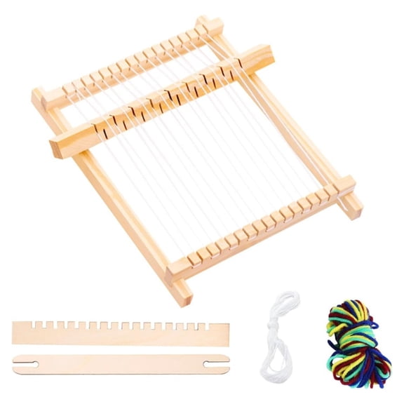 AOOOWER Handheld Weaving Tool Portable Wood Loomed for Home School Projects Supplies Sturdy Construction