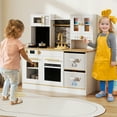 thumbnail image 4 of Gymax Kids Kitchen Playset w/Stoves Sound & Light Coffee Machine Faucet & Cookware, 4 of 10