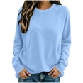 thumbnail image 3 of CBASIHI Womens Crew Neck Sweatshirts with Pockets- Casual Long Sleeve Oversized Fall Pullover Top Light Blue Size L, 3 of 6
