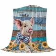 thumbnail image 6 of Sunflowers Pig Blanket Soft Cozy Warm Twin Blanket for Bed, Plush Fuzzy Flannel Fleece Blankets for Sofa, Farmhouse Pastoral Wooden Plank Flowers Throw Blankets for Couch, Gifts for Men, 60"x80", 6 of 9