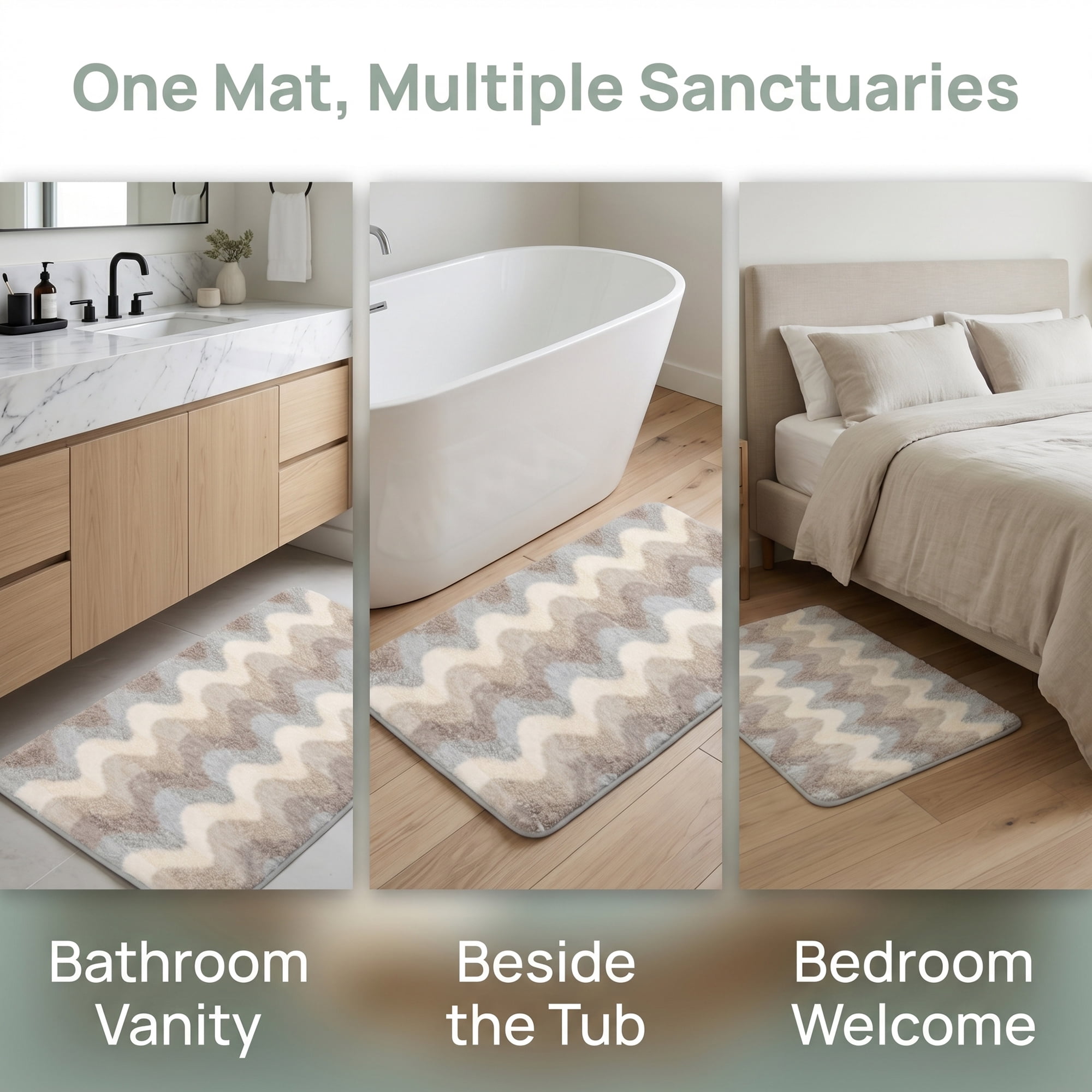Unique Bargains Absorbent Non-Slip Machine Washable Geometric Bath Mat Blue Gray 32" x 20"