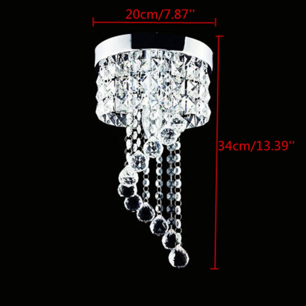 Round Flush Mount Ceiling Light Crystal 