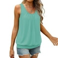 thumbnail image 7 of Fewfanhot T Shirts for Women Summer Tank Tops Loose Fit Pleated Scoop Neck Shirts Casual Sleeveless Tops Banded Bottom, 7 of 7