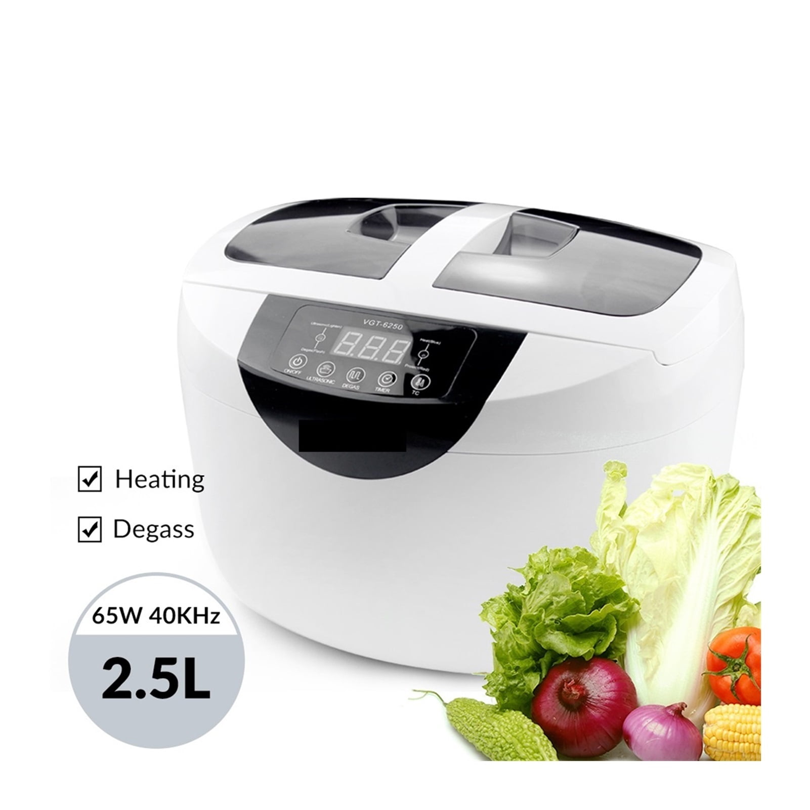 Digital Ultrasonic Cleaner 2500ML For Fruits Vegetables Home Kitchen Ultrasonic Baths ,Strong Cleaning