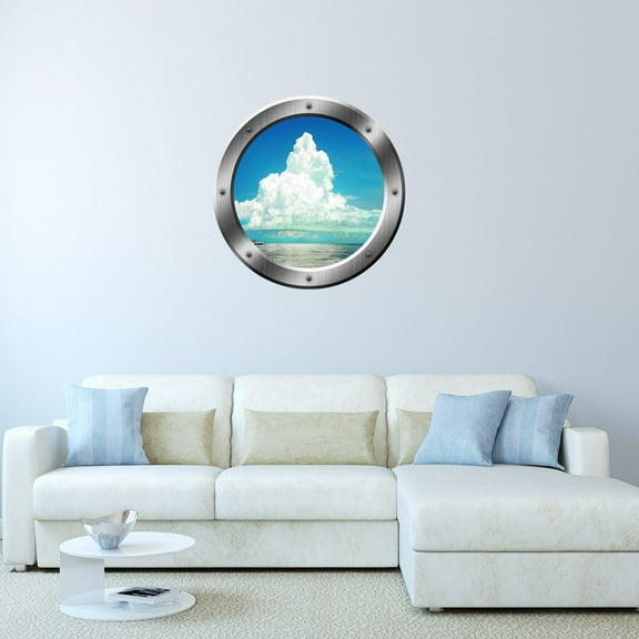 VWAQ 3D Ocean View Wall Decal Sea Porthole Peel And Stick Decor VWAQ-SP40 (14" Diameter)