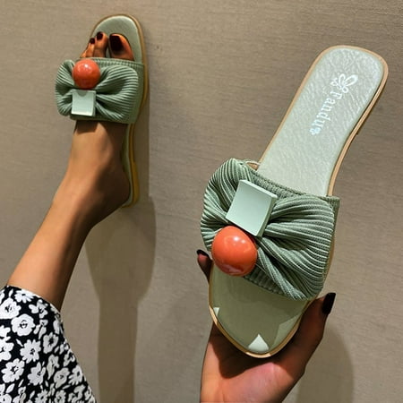 

Summer New Style Sandals Bow Beach Casual Flat Bottomed Lady s Slippers