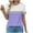Summer Tops for Women Purple, variant on Womens Plus Size Summer Tops, Short Sleeve Shirts for Women Fashion Pleated Color Patchwork Crewneck T-Shirts