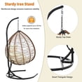 thumbnail image 3 of Foldable Rattan Egg Hammock Chair with Stand - Indoor/Outdoor Swing Chair with Iron Frame, Cushion & Headrest,Brown+Beige, 3 of 18