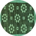 thumbnail image 1 of Ahgly Company Machine Washable Indoor Round Abstract Turquoise Blue Modern Area Rugs, 7' Round, 1 of 4