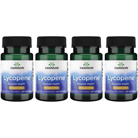 Swanson Lycopene 20mg Softgels, Supports Prostate & Heart Health, Blood Pressure Maintenance, 60 Count (4 Pack)