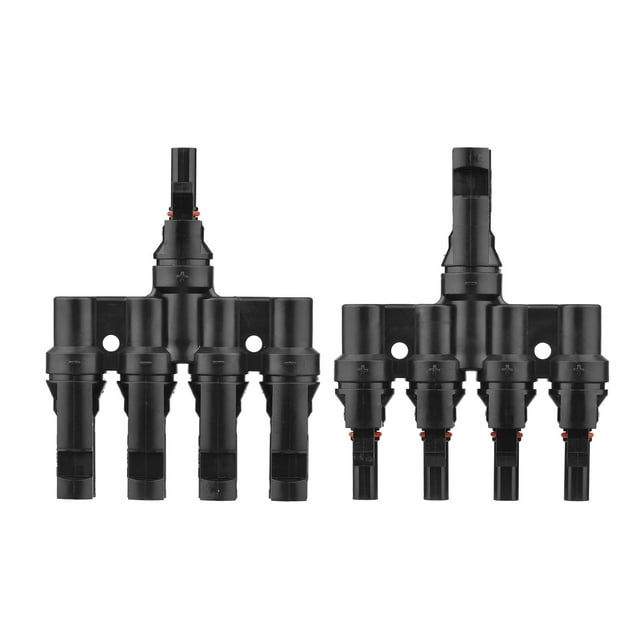 Amdohai Branch Solar Connector T Connectors for Parallel Connection between Solar Panels 4-Way IP67 Waterproof Solar Panel Cable Male Female Connector 14AWG-10AWG