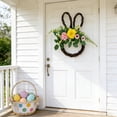 thumbnail image 4 of B Easter Bunny Wreath, Spring Door Decoration With Egg And Bow Accents, Lush Foliage Design For Front Door, Window Display 10.2In, 4 of 7