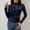 Navy, variant on Women's Mesh Top Lace Sheer Mesh Blouse Transparent Shirt Black Women's Sheer Mesh Long Sleeve Lace Floral Pattern Stand Up Collar Transparent Long Sleeve Lightweight Tops Layering Large Tunic Tops V