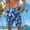 Blue, variant on Ynynloco Men's Short Hawaiian Print Drawstring Elastic Waist Summer Bandana Shorts with Pockets