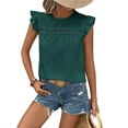 thumbnail image 2 of Women'S Round Neck Cap Sleeve Top Dark Green S, 2 of 5