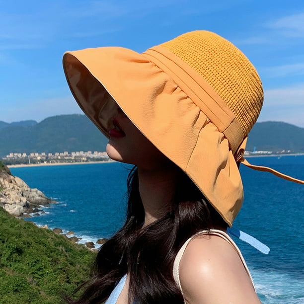 Sun Hats For Women Summer Uv Protection Big Brim Sunscreen Breathable Sun  Visor Bucket Hats With Sweet Bowknot