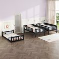 thumbnail image 2 of Cama litera de madera de goma triple de tamaño doble, con escaleras, barandillas Cama litera desmontable, 2 of 5
