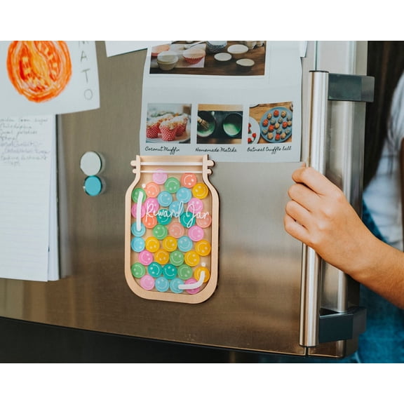 Magnetic Smiley Reward Jar for Kids, Personalized Behavior Incentive Jar with Colorful Tokens, Classroom Decor and Teacher Gift, Back to School Motivation Tool